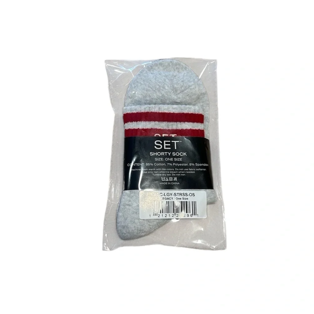 SET Active Limited Edition SET Stripe Shorty Socks Heather Grey/Legacy Red NWT - Picture 3 of 5